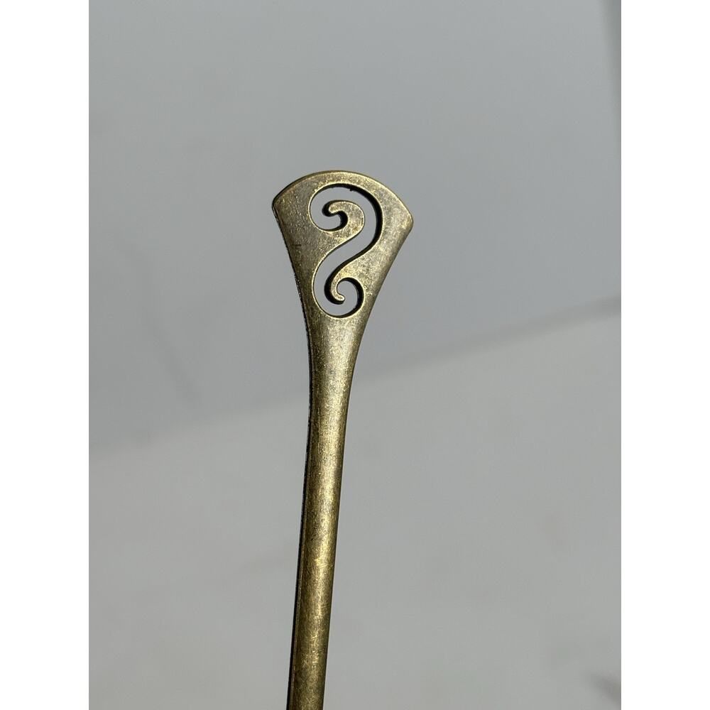 Vintage Brass Hair Stick Scroll Top Boho Bun Holder Asian Style Accessory - Picture 2 of 4